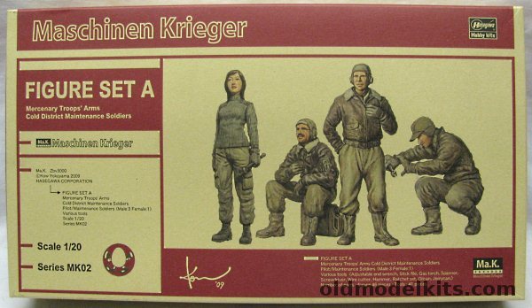 Hasegawa 1/20 Figure Set A - 4 Mercenary Troops Cold District Maintenance Soldiers With Tools - Maschinen Krieger (Ma.K ZBV3000) (SF3D), 64002 plastic model kit